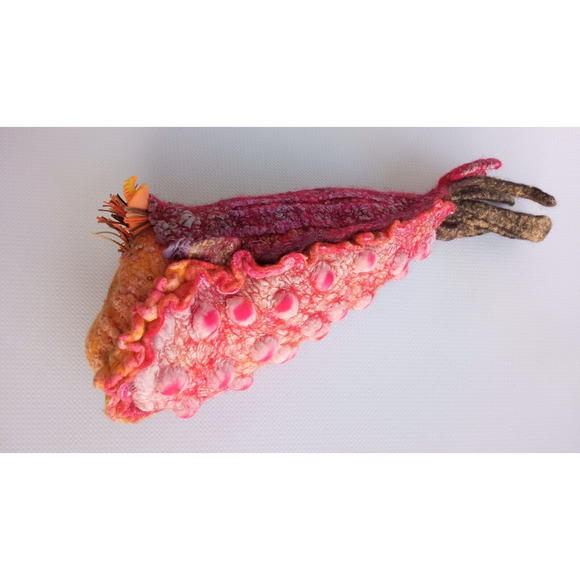 Unique OOAK Toy Alien Orange Snail SemiLy Lapatamelly Galaxy Handmade Silk Wool - Picture 12 of 15